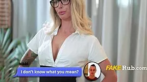 Blonde teacher who loves anal seduces her virgin student in the classroom