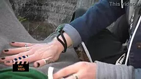 Blonde Gives Outdoor Waterfall Blowjob Nearly Caught