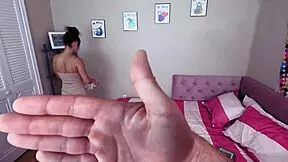 Latina Stepsis Teases with a Naughty Handjob, Want More?