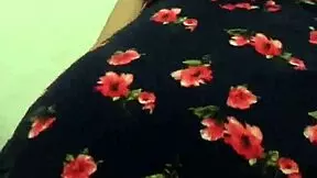 Homemade massage with neighbor in floral dress