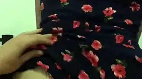 Homemade massage with neighbor in floral dress