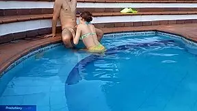 Innocent Girl Enjoys Pool with Stepbrother Sucking His Dick and Fucking
