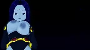 i’m so horny, raven’s big thighs guiding my jerk off in dark forest... teen titans facial, oops!
