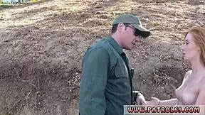 Fake Cop! Black Border Hopping Redhead Loves Outdoor Cock Action