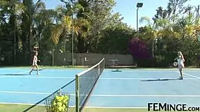 at the feminge 4k party, the 18-year-old step sister really enjoys getting her pussy licked by the mature woman