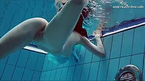 Hot teen 18+ swims and strips underwater in the pool! 😍