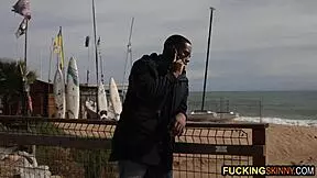 Wow, Beautiful Blonde Teen Sucks Big Black Cock On The Beach!