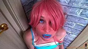 busty girl teases, wanna see me play with this lollipop till i cum?