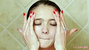 charming brunette model took a shower