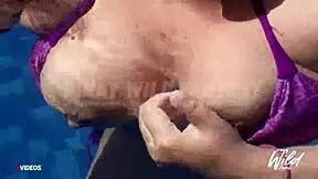 Busty pinay shows big boobs at pool