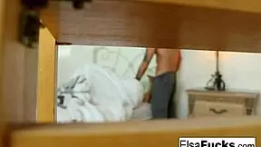 Blonde teen Elsa Jean is woken up by her lover for a hardcore creampie session in her tight pussy.