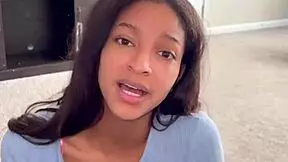 pov sexy ebony slut begs for cum on her face while stripping and teasing in ripped clothes. she craves every drop!