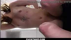 Teen Caught Shoplifting on Birthday, Blowjobs Monster Cock to Avoid Trouble