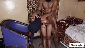 Real standing doggystyle for a petite 18+ maid's wet pussy with toys and big cock fucking