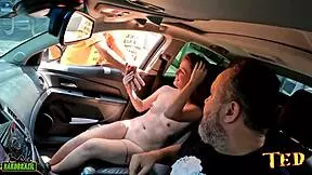 Blind man gropes hot teen in traffic car