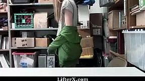 cute blonde shoplifter gets drilled hard by strict cop in backroom
