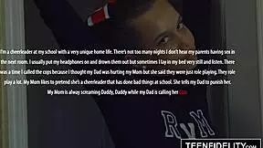 cute cheerleader liza rowe shakes pom poms