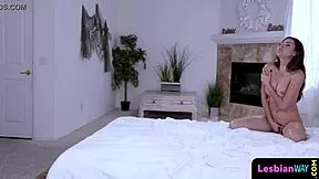 my cute lesbian girlfriend is pleasuring her beautiful 18yo latina friend with oral, and i watch them