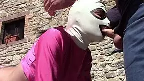 laura in pink outfit sucks big cock outdoors