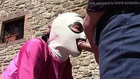 laura in pink outfit sucks big cock outdoors