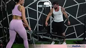 These Tight Sexy Workout Clothes Drive Instructor Wild. He Fucks Three Petite Teen 18+ies Hard!