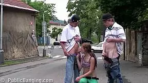 street sex teen 18+ threesome with blonde hottie alexis crystal outdoors