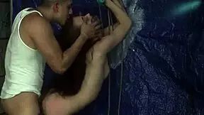 Milf Bondage and Rough Ass Punishment in Outdoor Public Orgy. Garage Domination Hits Hard!