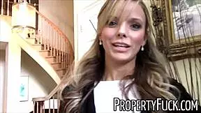 Pervert with camera interacts with hot real estate agent in private
