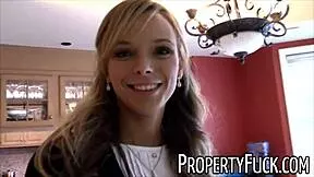 Pervert with camera interacts with hot real estate agent in private