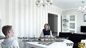 Guy creams teacher's face then fucks her tight hole