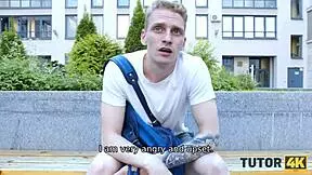 Guy creams teacher's face then fucks her tight hole