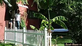 Ever tried taboo roleplay with a teen bent over outdoors? How wild can it get?