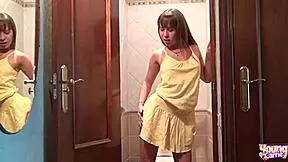 Young Carrie teases with a slow striptease before toying herself deep in petite frame. Her babe moves captivate!