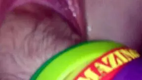 A blonde teen engages in intense pussy fucking session