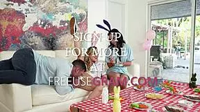 Teen feels free use in bunny roleplay