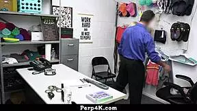 the security officer nails the small tits teen shoplifter in office 😏