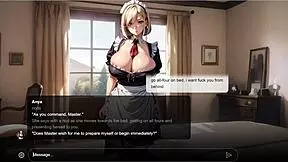 Obedient big tits blonde maid Anya Ai in deepthroat cosplay. Bent over for anime roleplay?