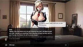 Obedient big tits blonde maid Anya Ai in deepthroat cosplay. Bent over for anime roleplay?