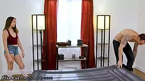 teen 18+ fakes being a masseuse for a hot client at nurumassage