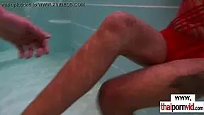 asian european couple gets horny after pool fun