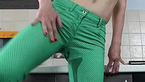 Russian Girl Sasha Bikeyeva Teases and Pees Through Pants