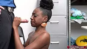 Ebony Girl Seduced by Security Guard's Big Cock