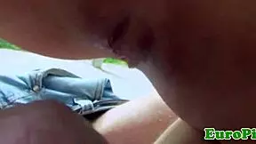 Ugh, I’m like so nervous, but this euro girl next door is banging a cock for cash outdoors with neighbors watching, ya know?