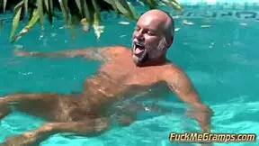 Gramps finally gets to fuck that teen slut. Her small tits bouncing as he thrusts deep