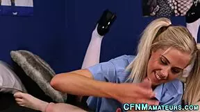 Blonde amateur performs oral in homemade video