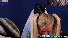 Blonde amateur performs oral in homemade video