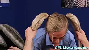 Blonde amateur performs oral in homemade video