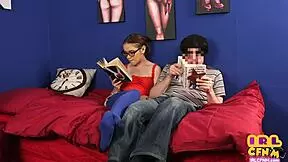 Why Does This CFNM Teen in Pantyhose Tease Her BF After Reading?