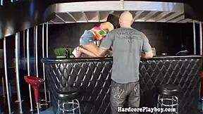 Petite brunette amateur gets banged at the bar.