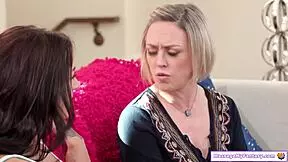 The busty aunt teaches her niece how to massage with proper instructions and care